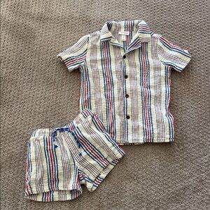 NWOT Cat & Jack Blue and Red Striped Shirt and short set size 5T